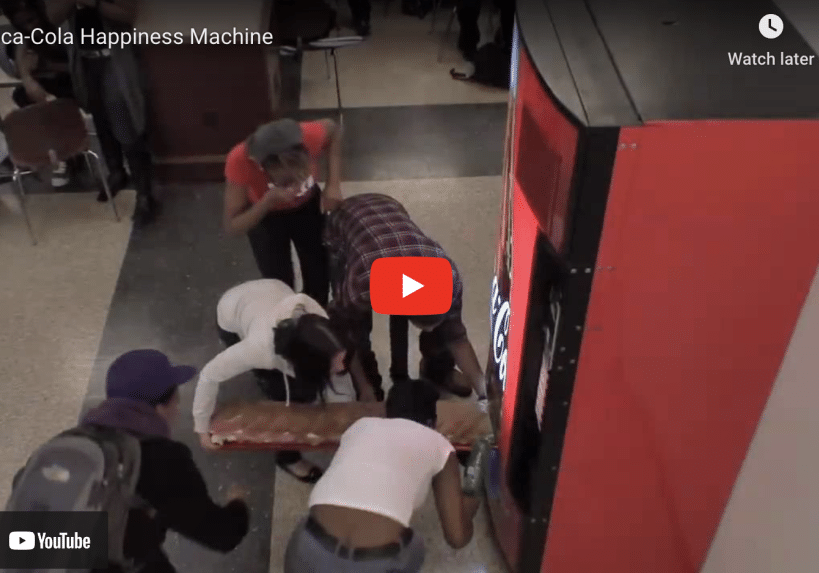 viral video of the coca cola happiness machine